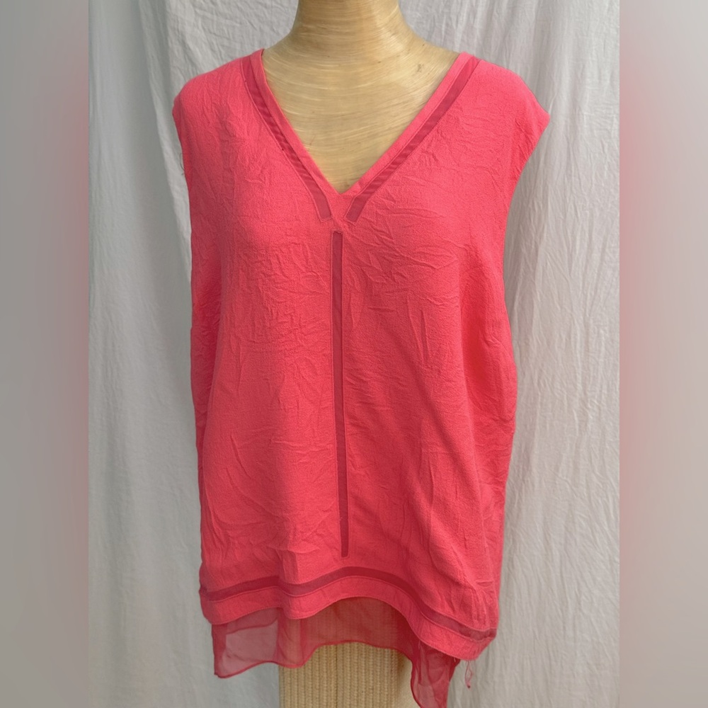 Elie Tahari coral overlay blouse